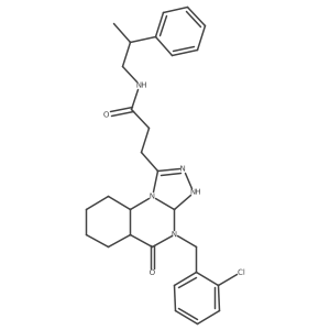 3-[4-[(2-chlorophenyl)methyl]-5-oxo-3,3a,5a,6,7,8,9,9a-octahydro-[1,2,4]triazolo[4,3-a]quinazolin-1-yl]-N-(2-phenylpropyl)propanamide结构式