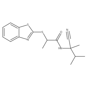 2-(1,3-benzothiazol-2-ylsulfanyl)-N-(1-cyano-1,2-dimethylpropyl)propanamide结构式