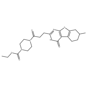 Ethyl 4-[3-(7-methyl-4-oxo-3,4,5,6,7,8-hexahydro[1]benzothieno[2,3-d]pyrimidin-2-yl)propanoyl]piperazine-1-carboxylate Structure