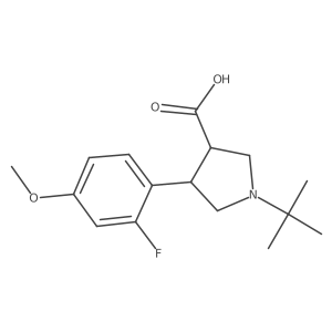 rac-(3R,4S)-1-tert-butyl-4-(2-fluoro-4-methoxyphenyl)pyrrolidine-3-carboxylic acid结构式