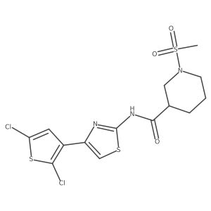 N-(4-(2,5-dichlorothiophen-3-yl)thiazol-2-yl)-1-(methylsulfonyl)piperidine-3-carboxamide结构式