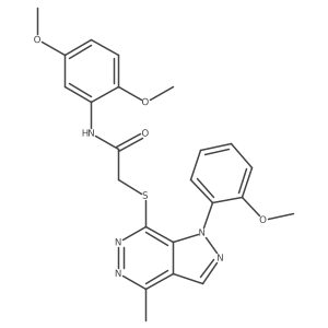 COc1ccc(OC)c(NC(=O)CSc2nnc(C)c3cnn(-c4ccccc4OC)c23)c1结构式