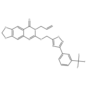 7-(prop-2-en-1-yl)-6-[({3-[3-(trifluoromethyl)phenyl]-1,2,4-oxadiazol-5-yl}methyl)sulfanyl]-2H,7H,8H-[1,3]dioxolo[4,5-g]quinazolin-8-one结构式