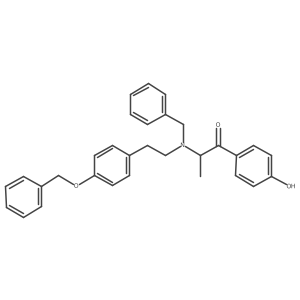 2-{Benzyl-[2-(4-benzyloxyphenyl)-ethyl]-amino}-1-(4-hydroxy-phenyl)-propan-1-one结构式