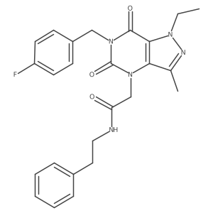 2-(1-ethyl-6-(4-fluorobenzyl)-3-methyl-5,7-dioxo-6,7-dihydro-1H-pyrazolo[4,3-d]pyrimidin-4(5H)-yl)-N-phenethylacetamide Structure