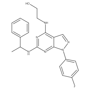 2-((1-(4-fluorophenyl)-6-((1-phenylethyl)amino)-1H-pyrazolo[3,4-d]pyrimidin-4-yl)amino)ethanol Structure