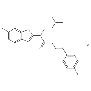 N-(2-(dimethylamino)ethyl)-3-((4-fluorophenyl)thio)-N-(6-methylbenzo[d]thiazol-2-yl)propanamide hydrochloride结构式