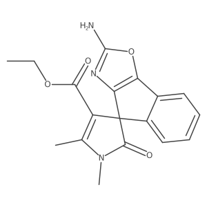 ethyl (4S)-2-amino-1',2'-dimethyl-5'-oxospiro[indeno[2,1-d][1,3]oxazole-4,4'-pyrrole]-3'-carboxylate结构式