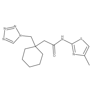 N-[(2Z)-4-methyl-1,3-thiazol-2(3H)-ylidene]-2-[1-(1H-tetrazol-1-ylmethyl)cyclohexyl]acetamide结构式