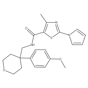 N-{[4-(4-methoxyphenyl)tetrahydro-2H-pyran-4-yl]methyl}-4-methyl-2-(1H-pyrrol-1-yl)-1,3-thiazole-5-carboxamide结构式