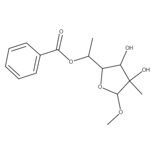 (1R)-1-[(2S,3R,4R)-3,4-dihydroxy-5-methoxy-4-methyloxolan-2-yl]ethyl benzoate结构式