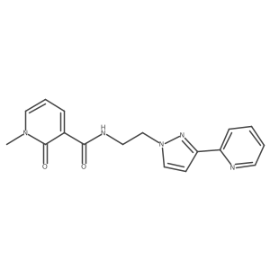 1-methyl-2-oxo-N-(2-(3-(pyridin-2-yl)-1H-pyrazol-1-yl)ethyl)-1,2-dihydropyridine-3-carboxamide结构式