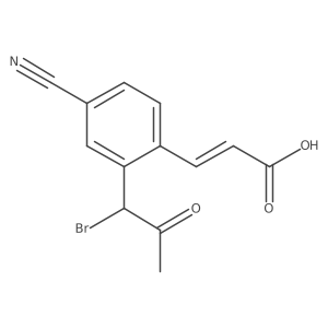 CC(=O)C(Br)c1cc(C#N)ccc1C=CC(=O)O结构式