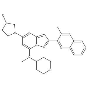 5-((3R)-3-Fluoropyrrolidin-1-yl)-N-(11C)methyl-2-(3-methylquinoxalin-2-yl)-N-tetrahydropyran-4-yl-pyrazolo(1,5-a)pyrimidin-7-amine Structure