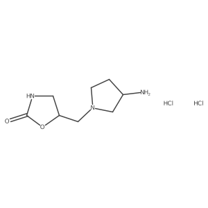 5-{[(3S)-3-aminopyrrolidin-1-yl]methyl}-1,3-oxazolidin-2-one dihydrochloride结构式