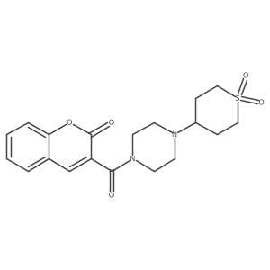 3-(4-(1,1-dioxidotetrahydro-2H-thiopyran-4-yl)piperazine-1-carbonyl)-2H-chromen-2-one结构式