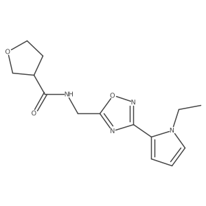 N-((3-(1-ethyl-1H-pyrrol-2-yl)-1,2,4-oxadiazol-5-yl)methyl)tetrahydrofuran-3-carboxamide结构式