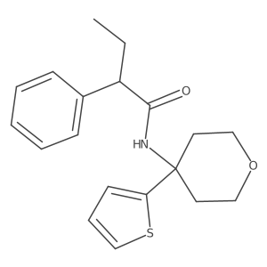 2-phenyl-N-(4-(thiophen-2-yl)tetrahydro-2H-pyran-4-yl)butanamide Structure