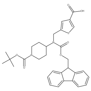 5-[({1-[(tert-butoxy)carbonyl]piperidin-4-yl}({[(9H-fluoren-9-yl)methoxy]carbonyl})amino)methyl]thiophene-3-carboxylic acid Structure