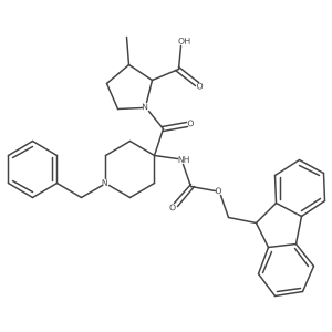 1-[1-benzyl-4-({[(9H-fluoren-9-yl)methoxy]carbonyl}amino)piperidine-4-carbonyl]-3-methylpyrrolidine-2-carboxylic acid结构式