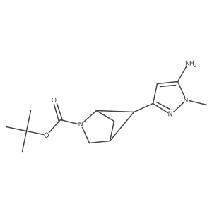 tert-butyl (1S,4R)-5-(5-amino-1-methyl-1H-pyrazol-3-yl)-2-azabicyclo[2.1.1]hexane-2-carboxylate结构式