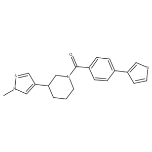 3-(1-methyl-1H-pyrazol-4-yl)-1-[4-(thiophen-3-yl)benzoyl]piperidine Structure