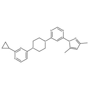 4-[4-(2-cyclopropylpyrimidin-4-yl)piperazin-1-yl]-6-(3,5-dimethyl-1H-pyrazol-1-yl)pyrimidine结构式