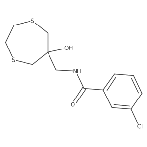 3-Chloro-N-[(6-hydroxy-1,4-dithiepan-6-yl)methyl]benzamide结构式