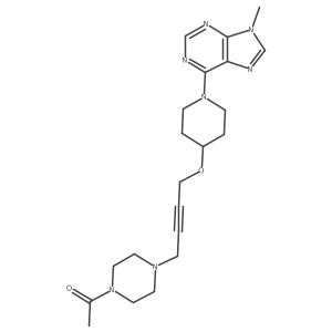 1-[4-(4-{[1-(9-methyl-9H-purin-6-yl)piperidin-4-yl]oxy}but-2-yn-1-yl)piperazin-1-yl]ethan-1-one结构式