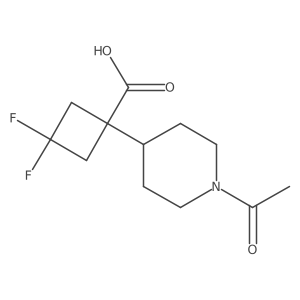 1-(1-Acetylpiperidin-4-yl)-3,3-difluorocyclobutane-1-carboxylic acid结构式