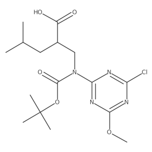 2-({[(Tert-butoxy)carbonyl](4-chloro-6-methoxy-1,3,5-triazin-2-yl)amino}methyl)-4-methylpentanoic acid Structure