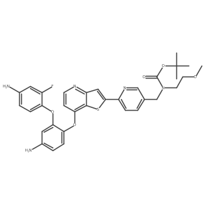 Tert-butyl ((6-(7-(4-amino-2-(4-amino-2-fluorophenoxy)phenoxy)thieno[3,2-B]pyridin-2-YL)pyridin-3-YL)methyl)(2-methoxyethyl)carbamate结构式