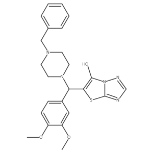 5-((4-Benzylpiperazin-1-yl)(3,4-dimethoxyphenyl)methyl)thiazolo[3,2-b][1,2,4]triazol-6-ol结构式