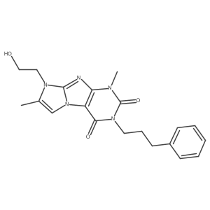 8-(2-hydroxyethyl)-1,7-dimethyl-3-(3-phenylpropyl)-1H-imidazo[2,1-f]purine-2,4(3H,8H)-dione结构式