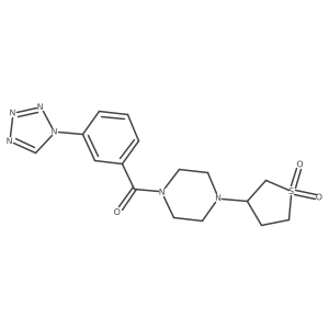 [4-(1,1-dioxidotetrahydrothiophen-3-yl)piperazin-1-yl][3-(1H-tetrazol-1-yl)phenyl]methanone结构式