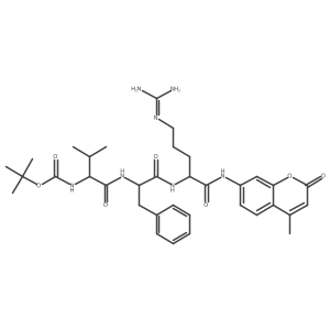 L-Argininamide, N-[(1,1-dimethylethoxy)carbonyl]-L-valyl-L-phenylalanyl-N-(4-methyl-2-oxo-2H-1-benzopyran-7-yl)- Structure