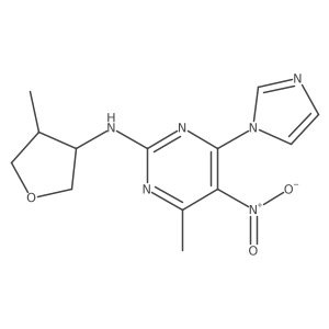 4-imidazol-1-yl-6-methyl-N-(4-methyloxolan-3-yl)-5-nitropyrimidin-2-amine结构式