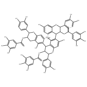 [(2R,3R)-2-(3,4-dihydroxyphenyl)-6-[(2R,3R,4S)-2-(3,4-dihydroxyphenyl)-6-[(2R,3R,4S)-2-(3,4-dihydroxyphenyl)-5,7-dihydroxy-3-(3,4,5-trihydroxybenzoyl)oxy-3,4-dihydro-2H-chromen-4-yl]-5,7-dihydroxy-3-(3,4,5-trihydroxybenzoyl)oxy-3,4-dihydro-2H-chromen-4-yl]-5,7-dihydroxy-3,4-dihydro-2H-chromen-3-yl] 3,4,5-trihydroxybenzoate Structure