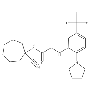N-(1-cyanocycloheptyl)-2-[2-pyrrolidin-1-yl-5-(trifluoromethyl)anilino]acetamide结构式