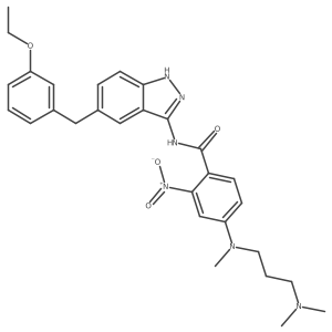 4-[3-(dimethylamino)propyl-methylamino]-N-[5-[(3-ethoxyphenyl)methyl]-1H-indazol-3-yl]-2-nitrobenzamide结构式