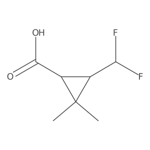 rac-(1R,3R)-3-(difluoromethyl)-2,2-dimethylcyclopropane-1-carboxylic acid结构式