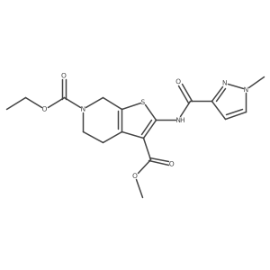 6-ethyl 3-methyl 2-(1-methyl-1H-pyrazole-3-carboxamido)-4,5-dihydrothieno[2,3-c]pyridine-3,6(7H)-dicarboxylate结构式