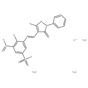 Chromium, triaqua[3-[[4,5-dihydro-3-methyl-5-(oxo-I masculineO)-1-phenyl-1H-pyrazol-4-yl]azo-I masculineN1]-4-(hydroxy-I masculineO)-5-nitrobenzenesulfonato(3-)]-, (OC-6-24)-结构式