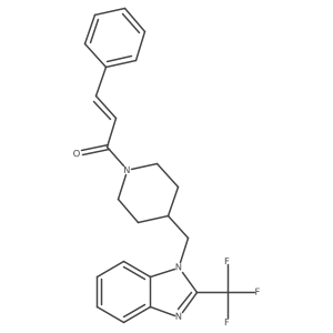 (E)-3-phenyl-1-(4-((2-(trifluoromethyl)-1H-benzo[d]imidazol-1-yl)methyl)piperidin-1-yl)prop-2-en-1-one Structure