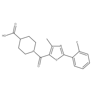 1-{[2-(2-Fluorophenyl)-4-methyl-1,3-thiazol-5-yl]carbonyl}piperidine-4-carboxylic acid Structure