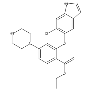 ethyl 2-[(6-chloro-1H-indol-5-yl)oxy]-4-piperazin-1-ylbenzoate Structure