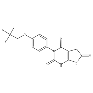 2-thioxo-3-[4-(2,2,2-trifluoroethoxy)phenyl]-2,3,5,7-tetrahydro-1H-pyrrolo[2,3-d]pyrimidine-4,6-dione结构式