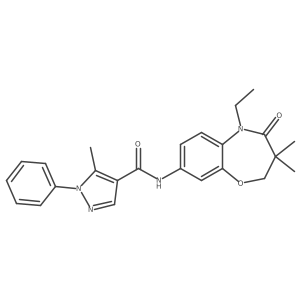 N-(5-ethyl-3,3-dimethyl-4-oxo-2,3,4,5-tetrahydrobenzo[b][1,4]oxazepin-8-yl)-5-methyl-1-phenyl-1H-pyrazole-4-carboxamide结构式