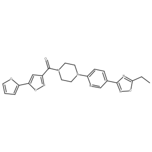 (4-(5-(5-Ethyl-1,2,4-oxadiazol-3-yl)pyridin-2-yl)piperazin-1-yl)(5-(furan-2-yl)isoxazol-3-yl)methanone结构式