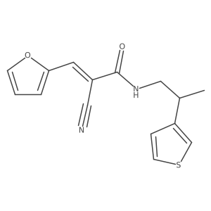 (Z)-2-Cyano-3-(furan-2-yl)-N-(2-thiophen-3-ylpropyl)prop-2-enamide结构式